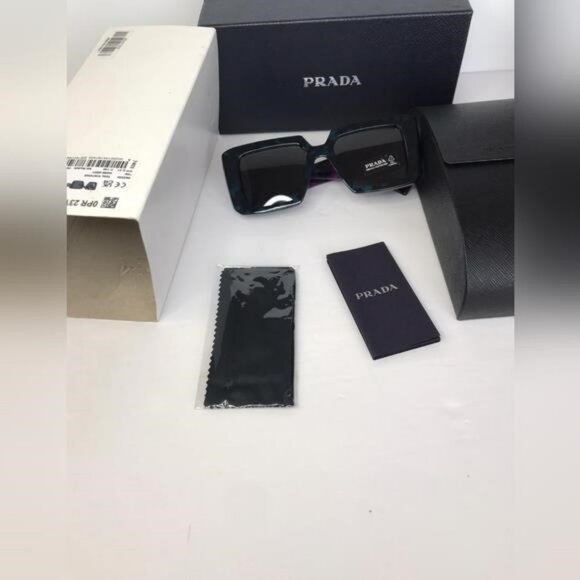 Authentic New PRADAAcetate Symbole Sunglasses SPR 23Y Slate Grey Purple - Picture 9 of 11